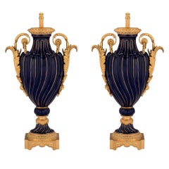 Pair of French 19th Century Sèvres Porcelain and Ormolu Mounted Lamps