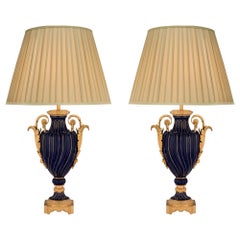 Pair of French 19th Century Sèvres Porcelain and Ormolu Mounted Lamps