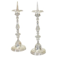 Pair of French 19th Century Silver Plate Candlesticks