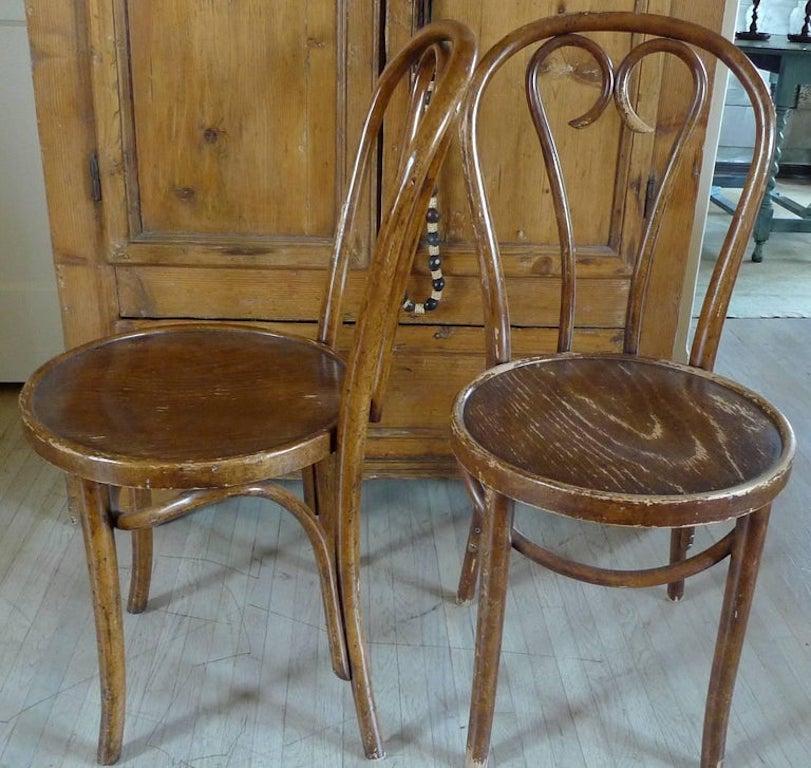 Pair of French 19th Century Stained Bentwood Side Chairs.