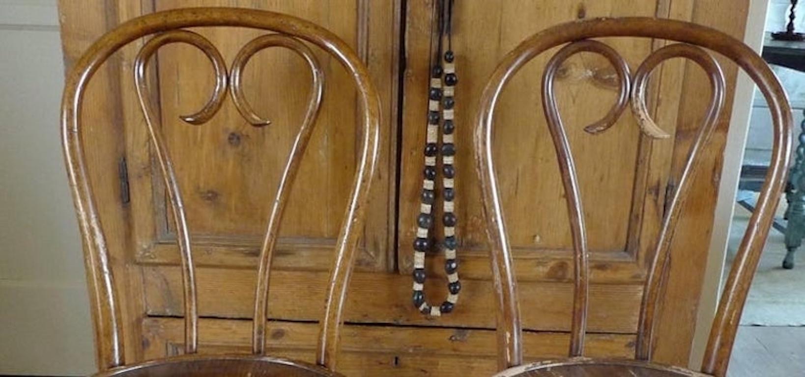 Pair of French 19th Century Stained Bentwood Side Chairs For Sale 4