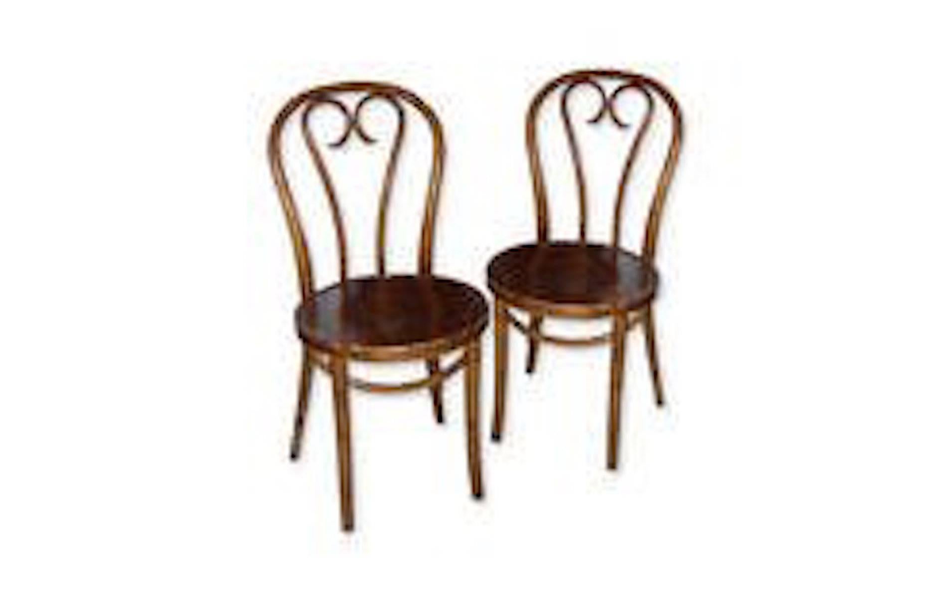 Pair of French 19th Century Stained Bentwood Side Chairs 5