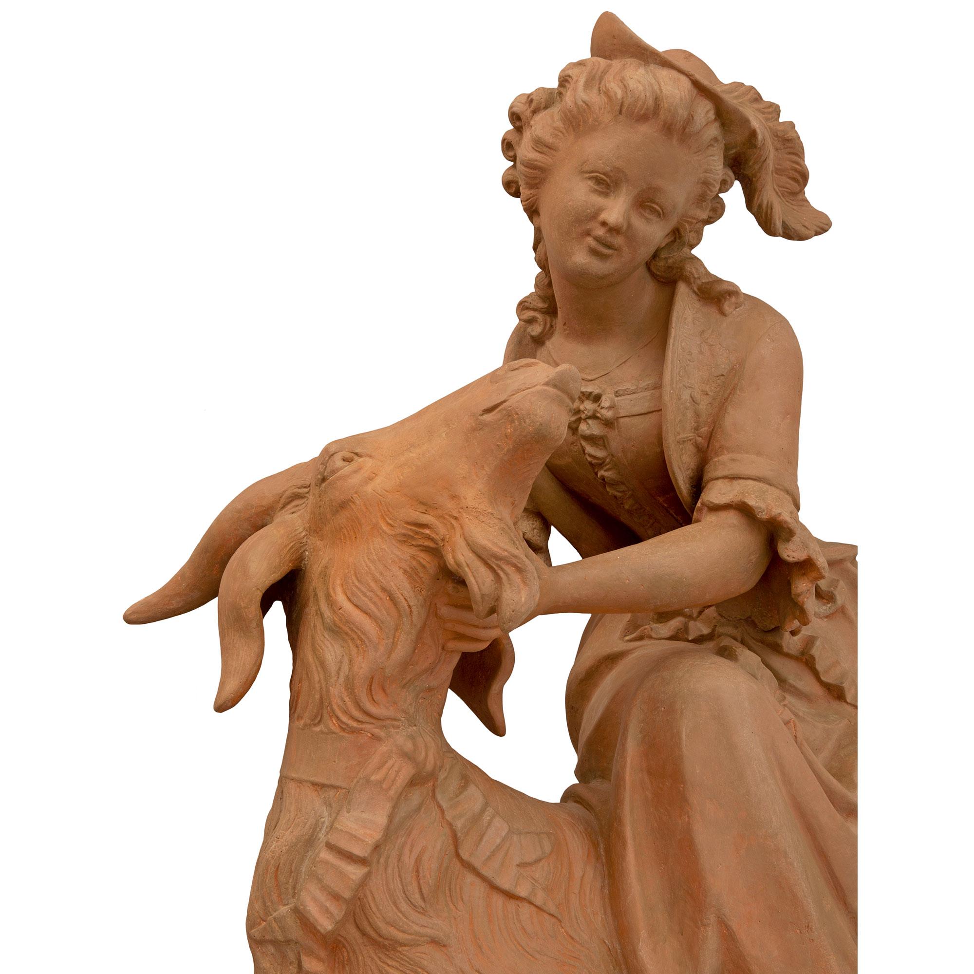 Paire de statues françaises en terre cuite du 19ème siècle en vente 1
