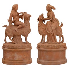 Used Pair of French 19th Century Terracotta Statues
