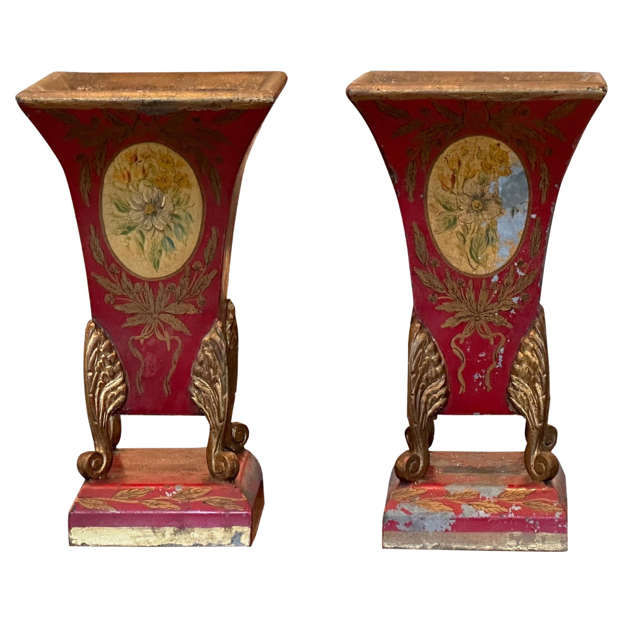 Pair of French 19th Century Tole Urns For Sale