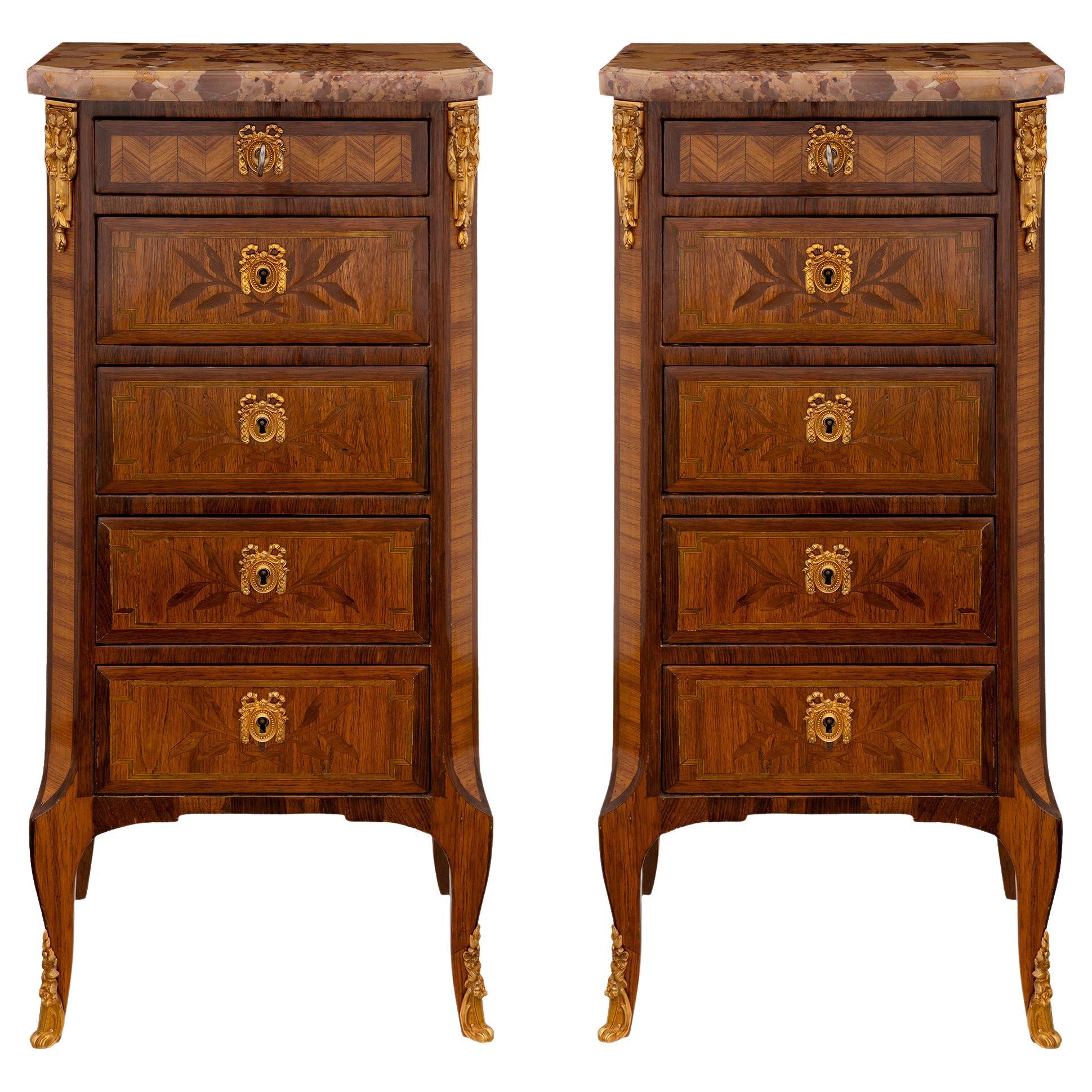 Pair of French 19th Century Transitional Style Chiffoniers Cabinets For Sale