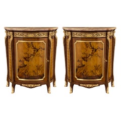 Pair of French 19th Century Transitional Style Tulipwood and Kingwood Cabinets