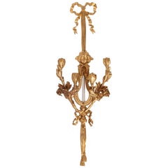 Pair of French 19th Century Very Fine Empire Lyre Design Sconces