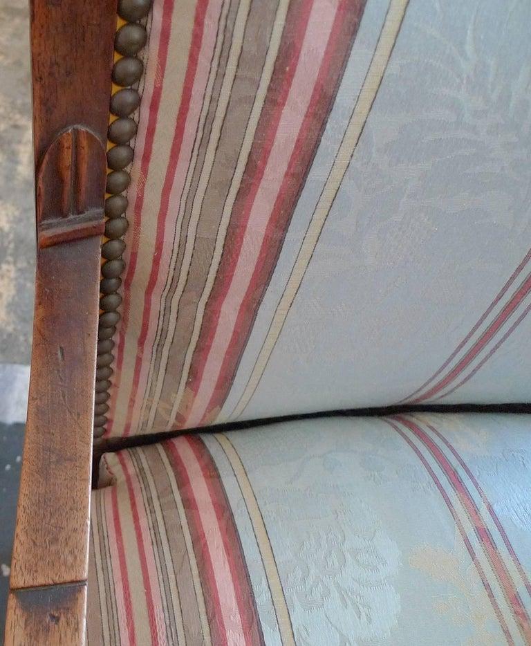 Pair of French 19th Century Walnut Armchairs with Fabric and Leather Cushions For Sale 6