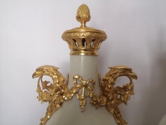 Pair of French 19th Century White Marble and Ormolu Cassolettes