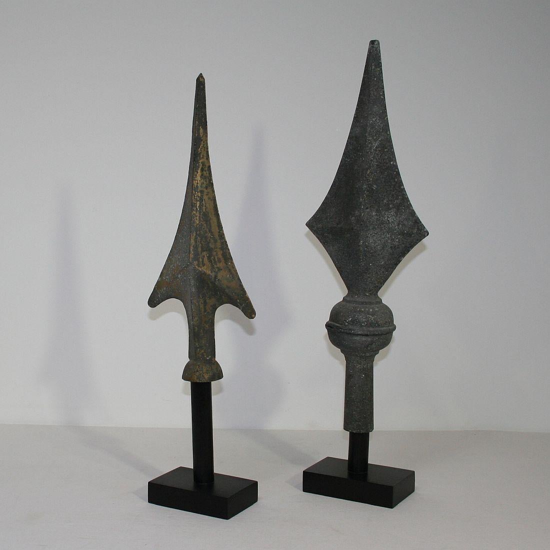 Great pair of zinc roof finials,
France, circa 1850-1900
Weathered,
Measurement of largest finial including the wooden base.
More photos available on request.
 