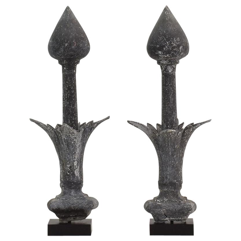 Pair of French 19th Century Zinc Roof Finials