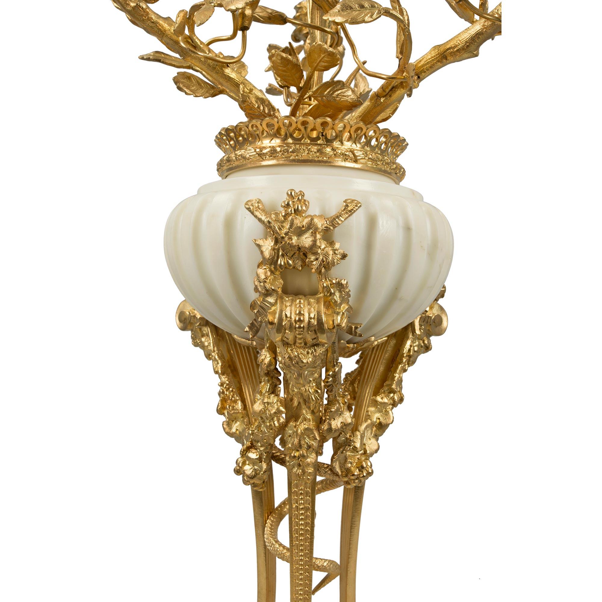 19th Century Pair of French 19th Louis XVI St. Marble and Ormolu Lamps For Sale