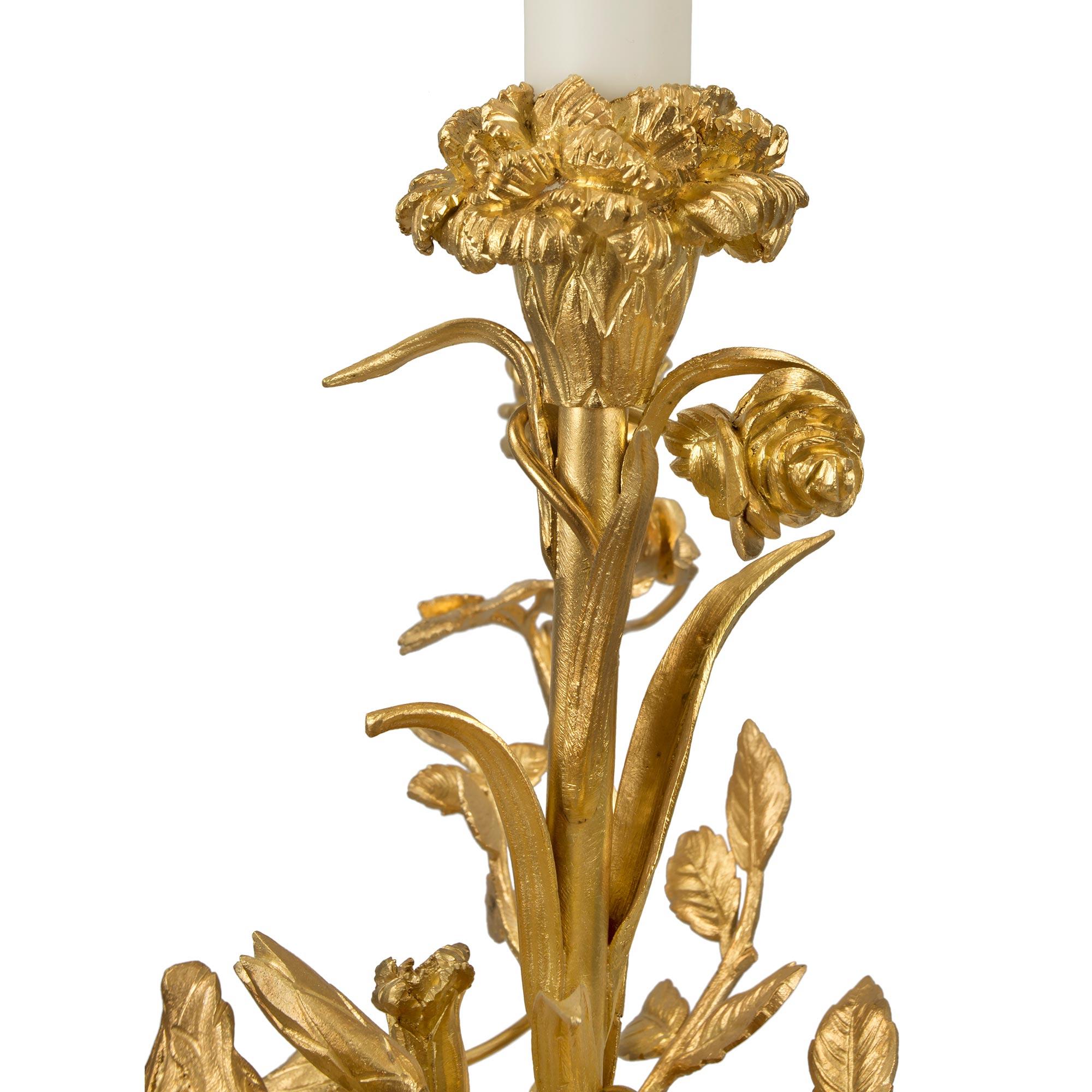 Pair of French 19th Louis XVI St. Marble and Ormolu Lamps For Sale 2