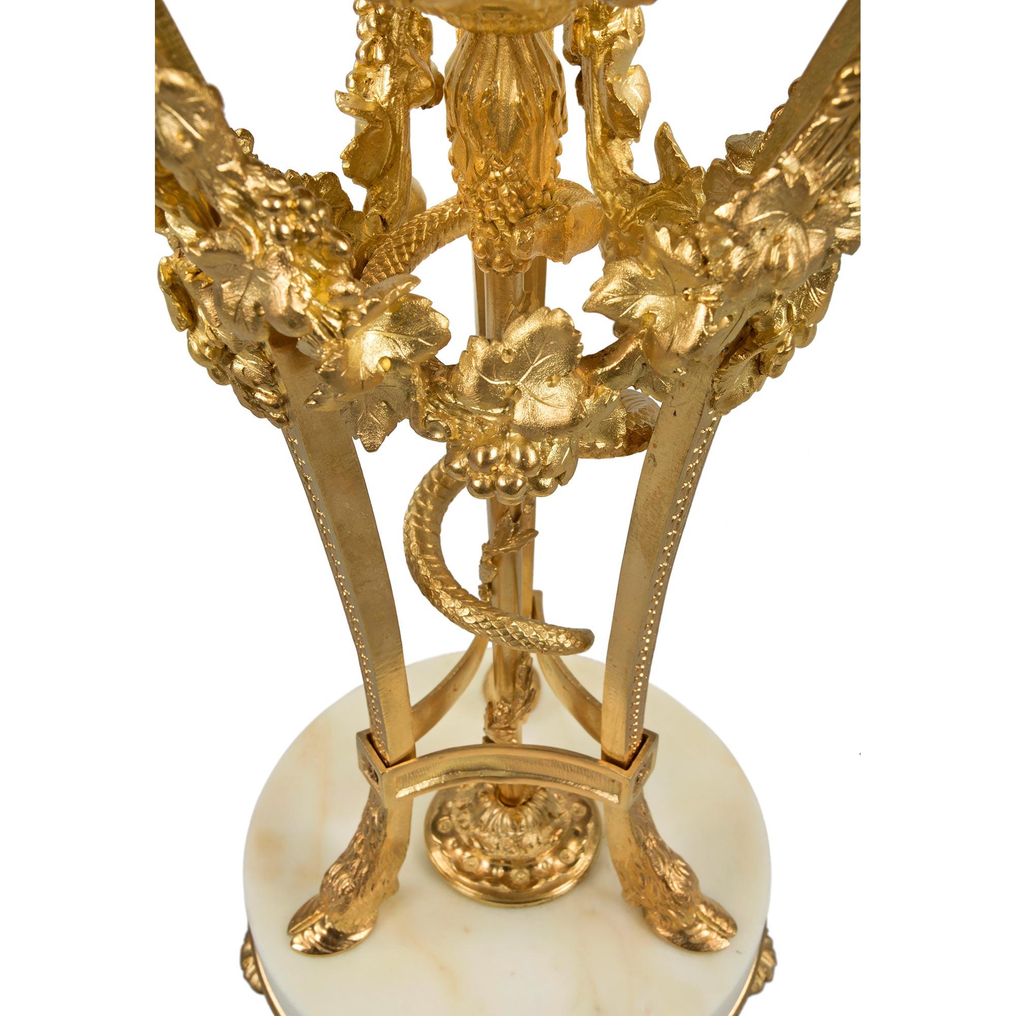 Pair of French 19th Louis XVI St. Marble and Ormolu Lamps For Sale 3