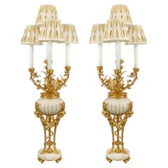 Pair of French 19th Louis XVI St. Marble and Ormolu Lamps