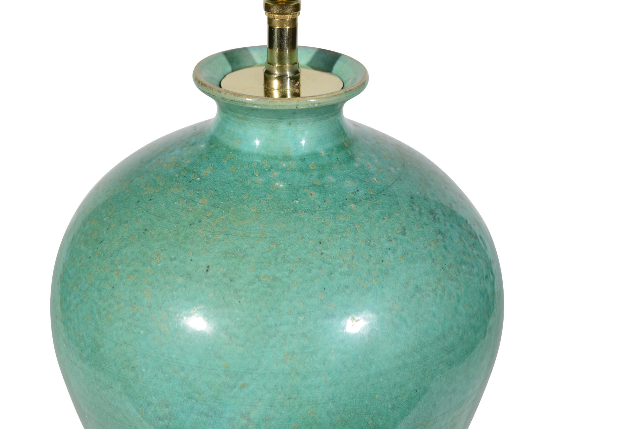 Pair of French 20th Century Antique Green Table Lamps In Good Condition For Sale In London, GB