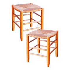 Pair of French 20th Century Ash Stools Possibly by Charlotte Perriand Pair of French 20th Century Ash Stools Possibly by Charlotte Perriand