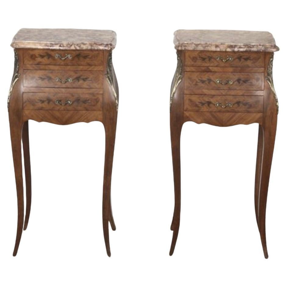Pair of French 20th Century Bedside Nightstands