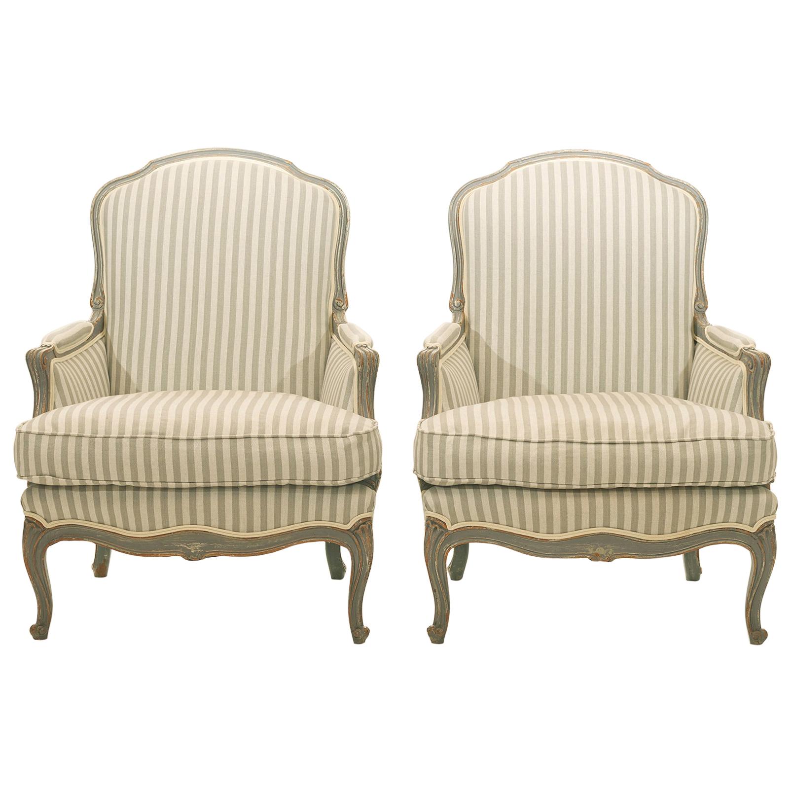 Pair of French 20th Century Bergère Chairs