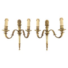 Pair of French 20th Century Bronze Louis XVI Sconces