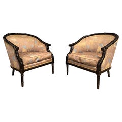 Pair of French 20th Century Lacquered Mid-Century Modern Bamboo style Armchairs