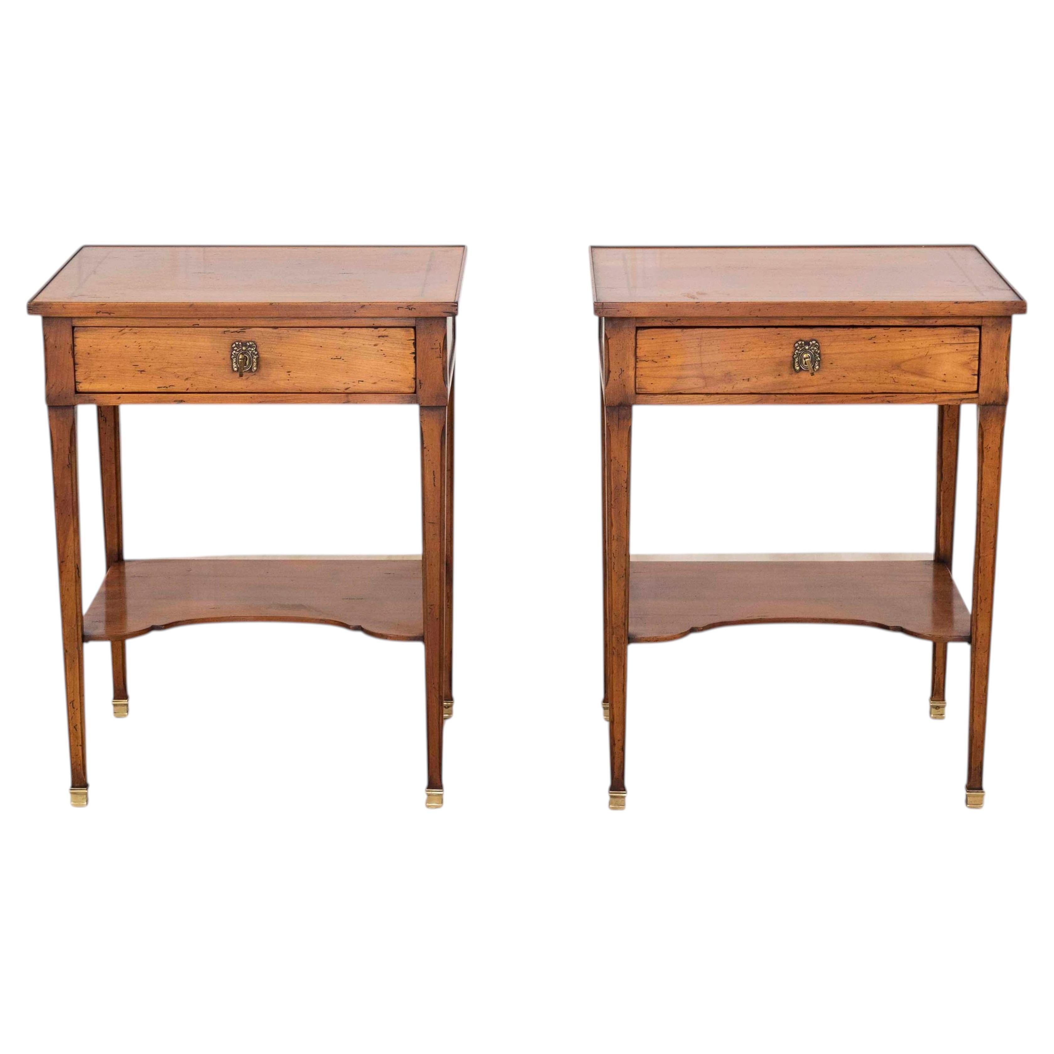 Pair of French 20th Century Louis XVI Style Cherrywood Tables