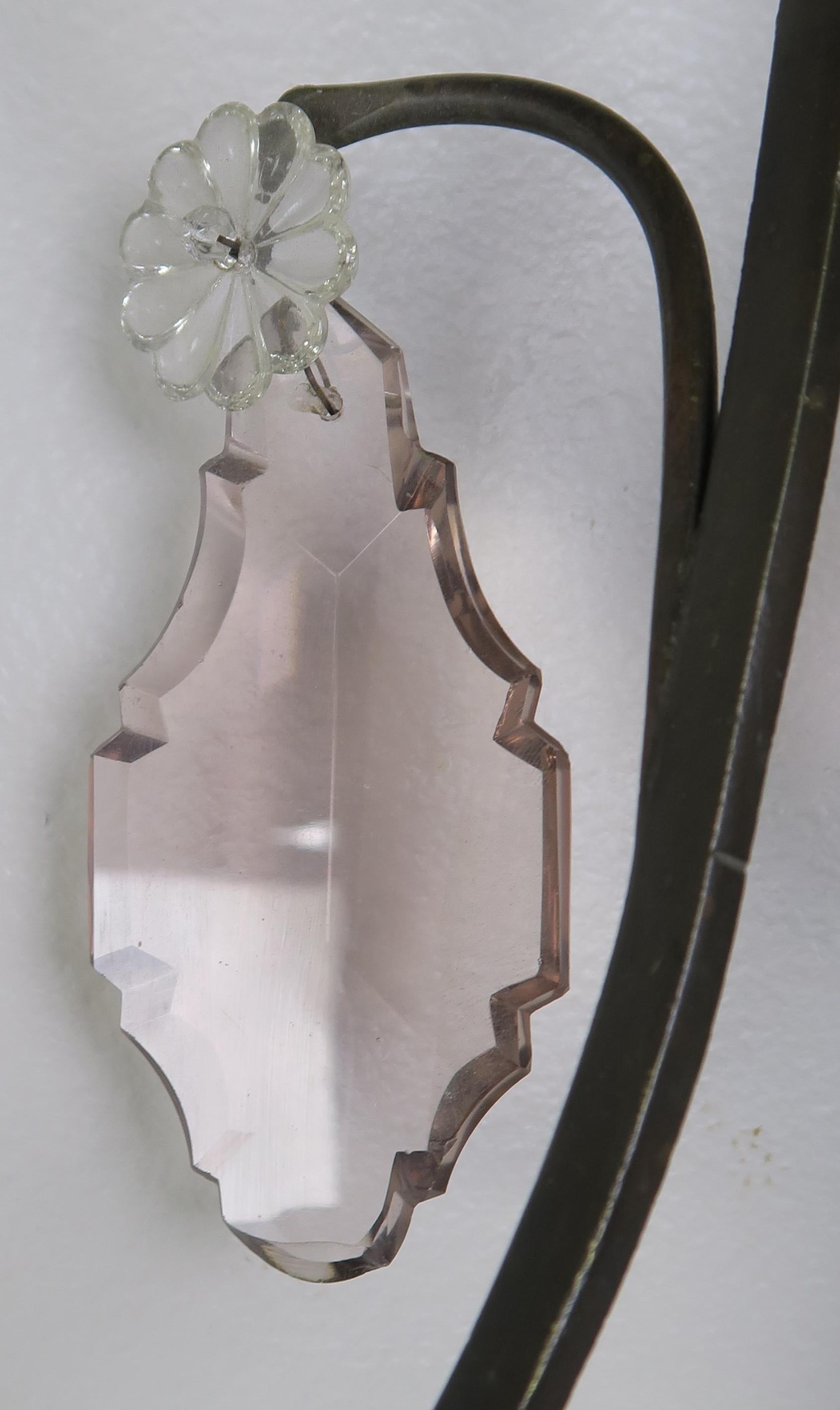 Pair of French 3-Light Crystal Sconces For Sale 3