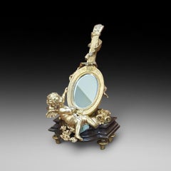 Pair of French 3rd Empire Gilt Bronze and Marble Dressing Table Mirrors