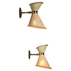 Pair of French 50's diabolo wall lights in style of Mathieu Matégot rigitulle