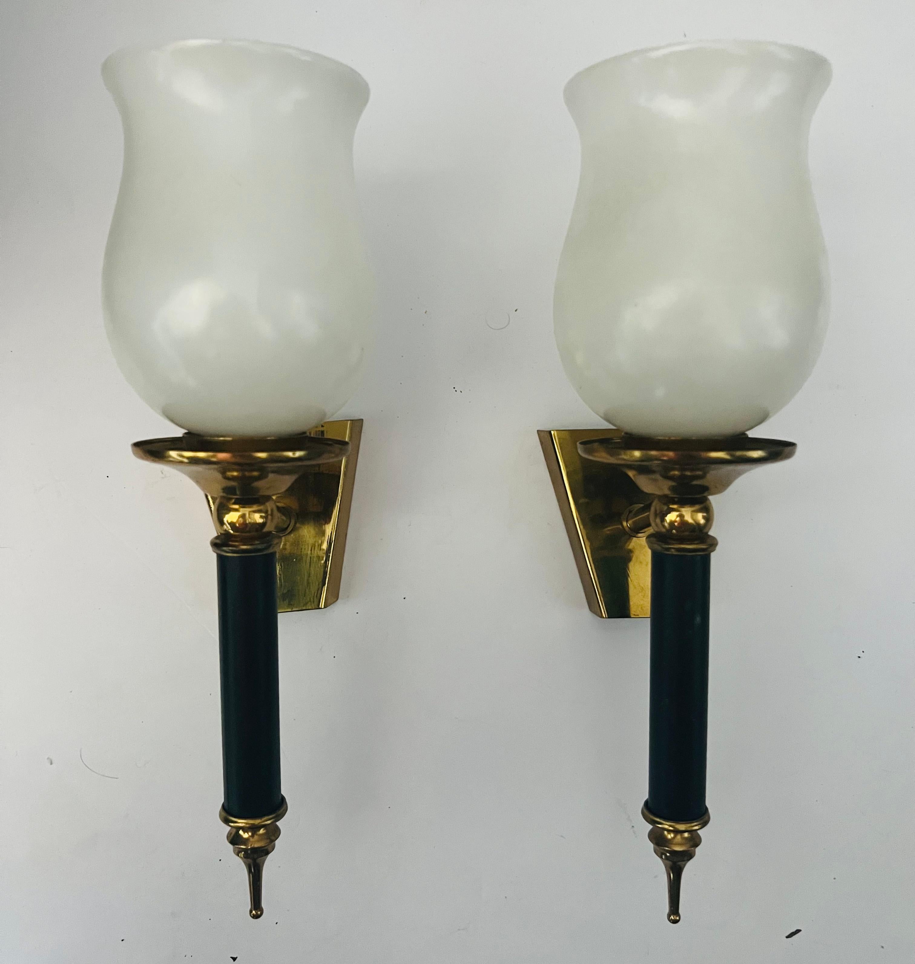 Pair of French 50s Tulip Mid Century Wall Lights For Sale 10