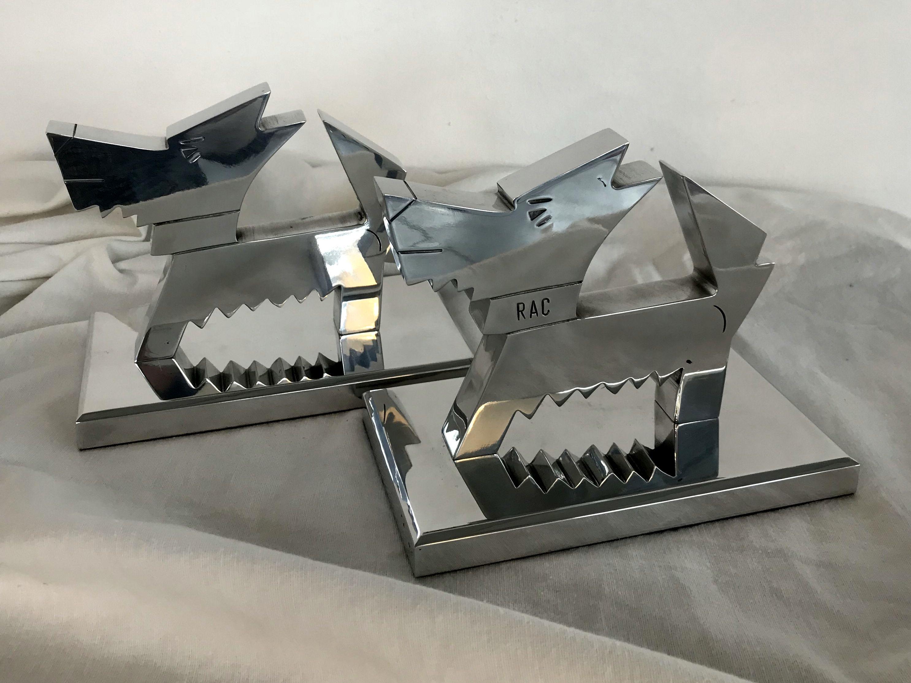 Polished Pair of French Aluminium Midcentury Bookends, France, 1970-1980 For Sale