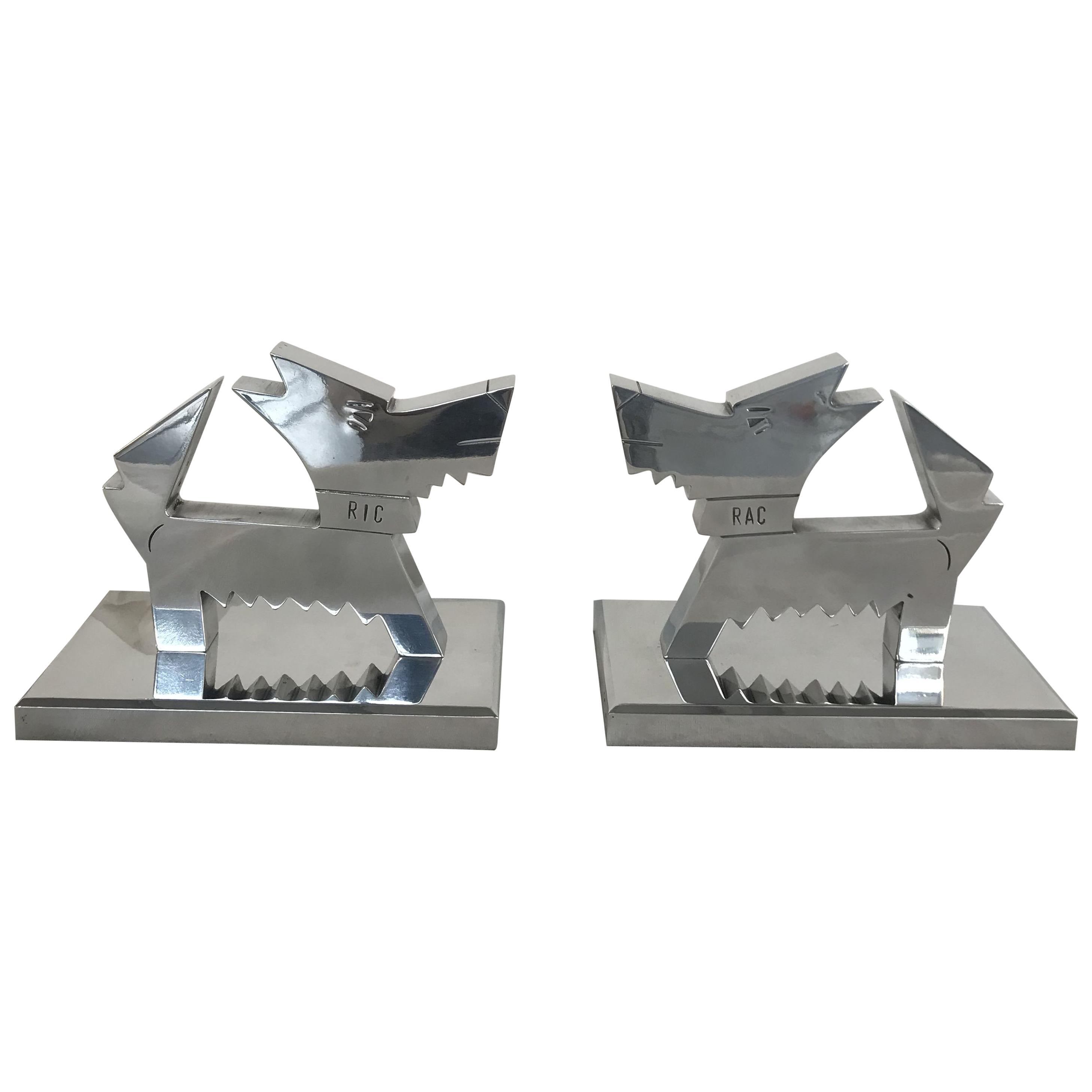 Pair of French Aluminium Midcentury Bookends, France, 1970-1980 For Sale