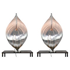 Pareja de lámparas de sobremesa francesas de aluminio de Henri Mathieu, años 60-70