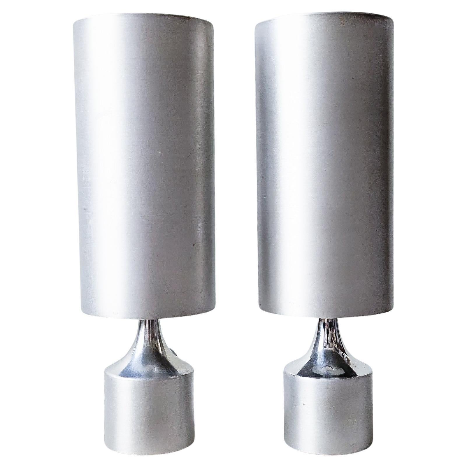 Pair of french aluminum table lamp / C.1970 For Sale