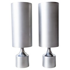Paar französische Aluminium-Tischlampen / C.1970