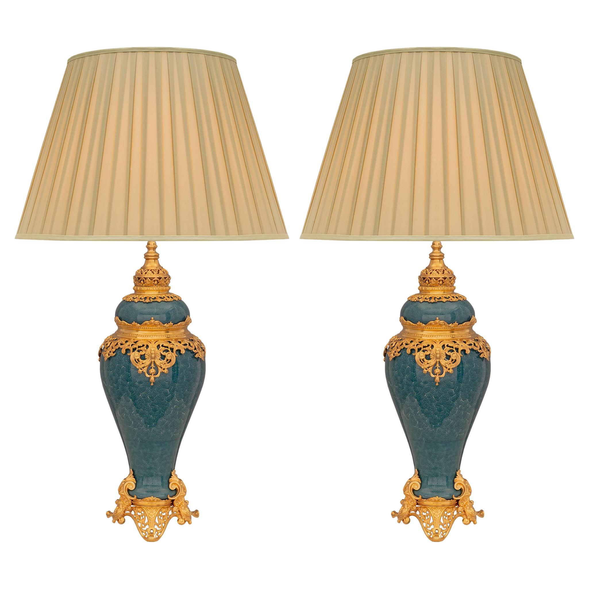 Pair of French and Asian Collaboration 19th Century Régence Style Lamps For Sale