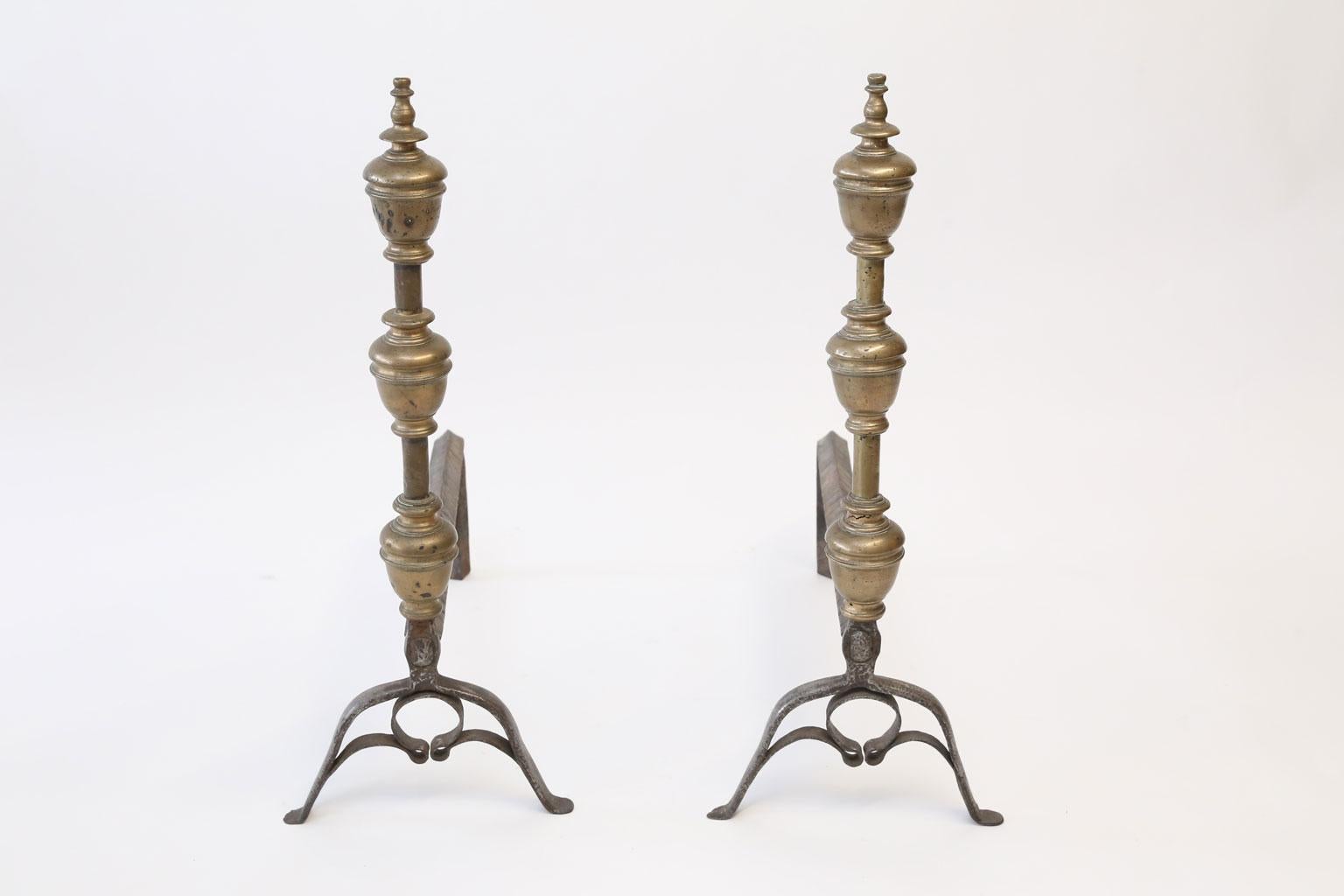 Cast Pair of French Andirons in Bronze