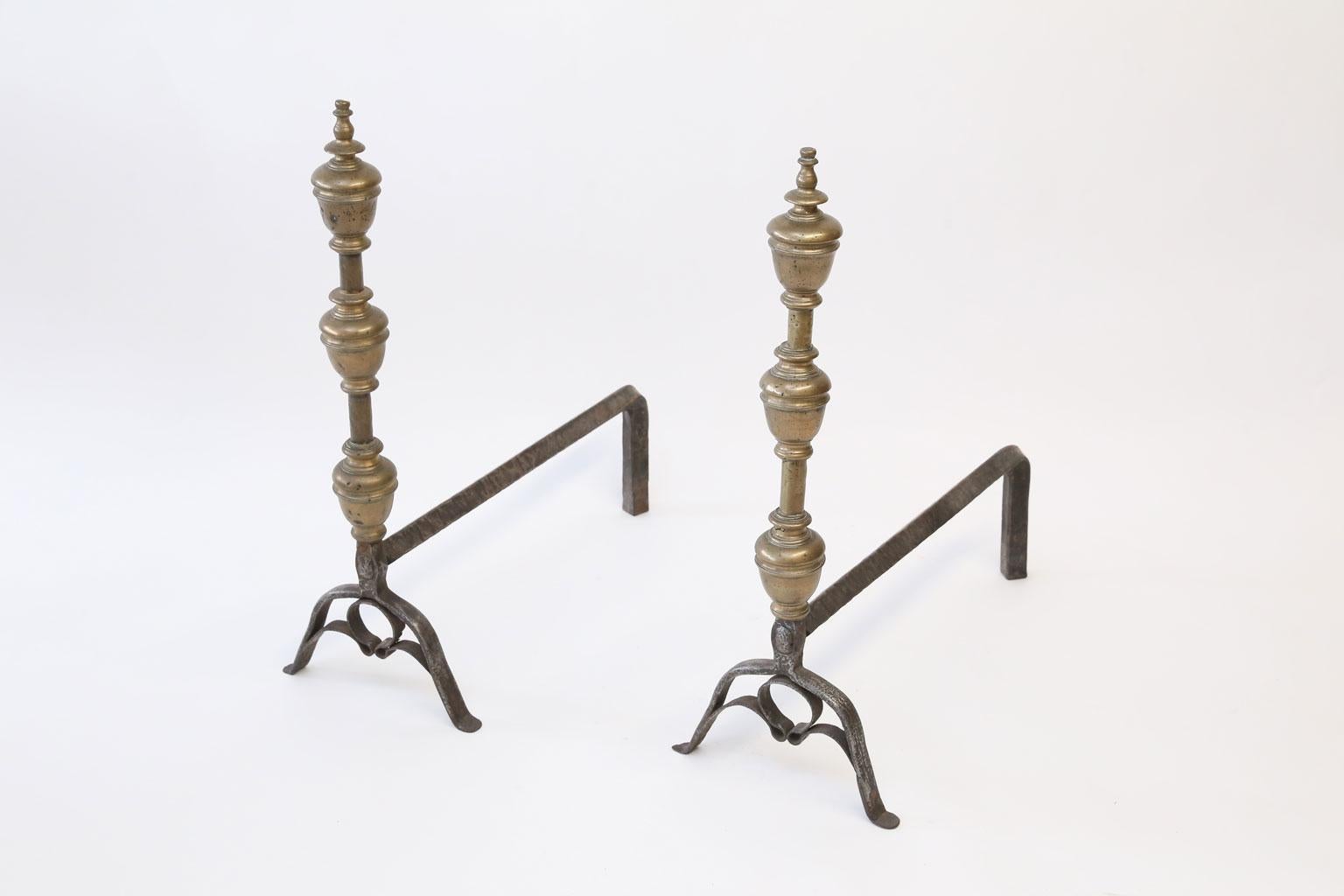 18th Century Pair of French Andirons in Bronze