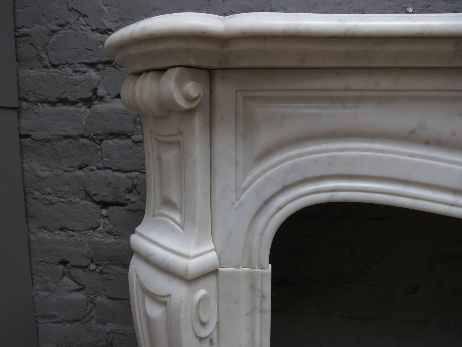 Carrara Marble Pair of French Antique 18th Century Style Fireplace Mantels