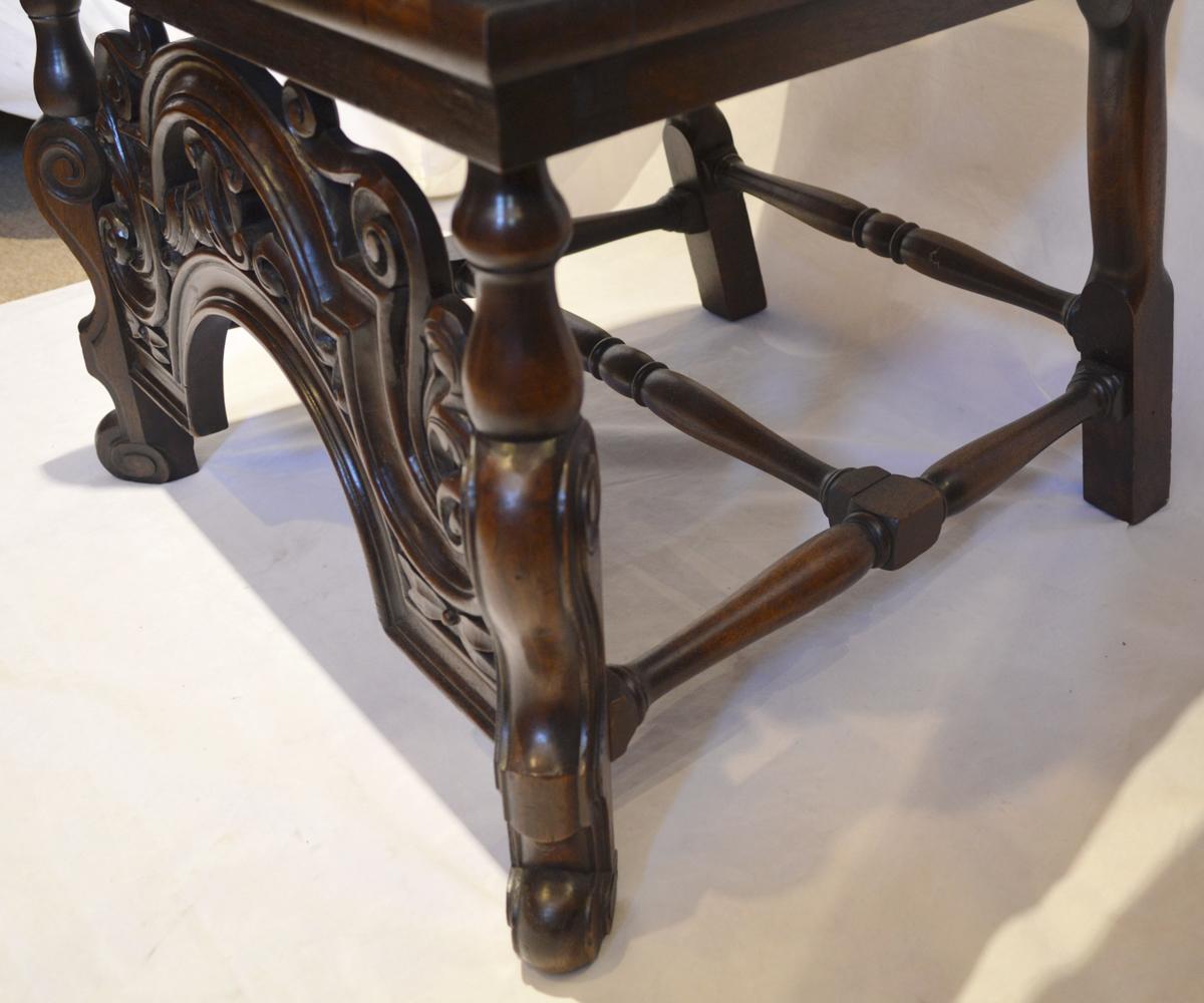 Pair of French Antique, 19th Century Hand-Carved Walnut High Back Chairs For Sale 2