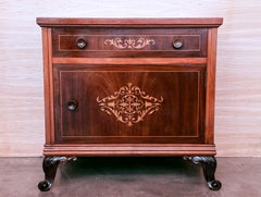 Pair of French Antique Bedside Cabinet Marquetry Nightstand, circa 1890