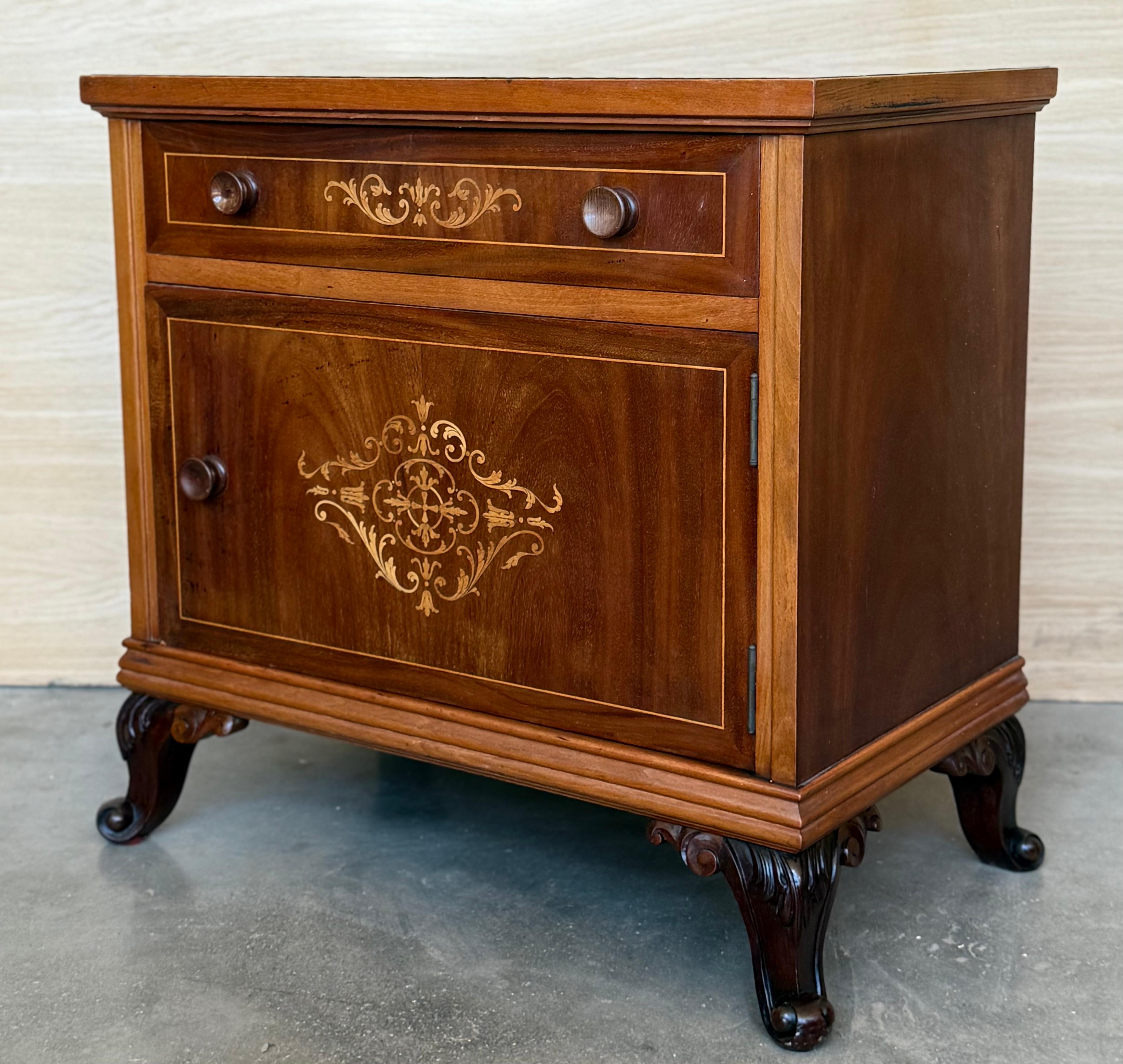 XIXe siècle Paire de tables de chevet en marqueterie d'époque française, vers 1890 en vente