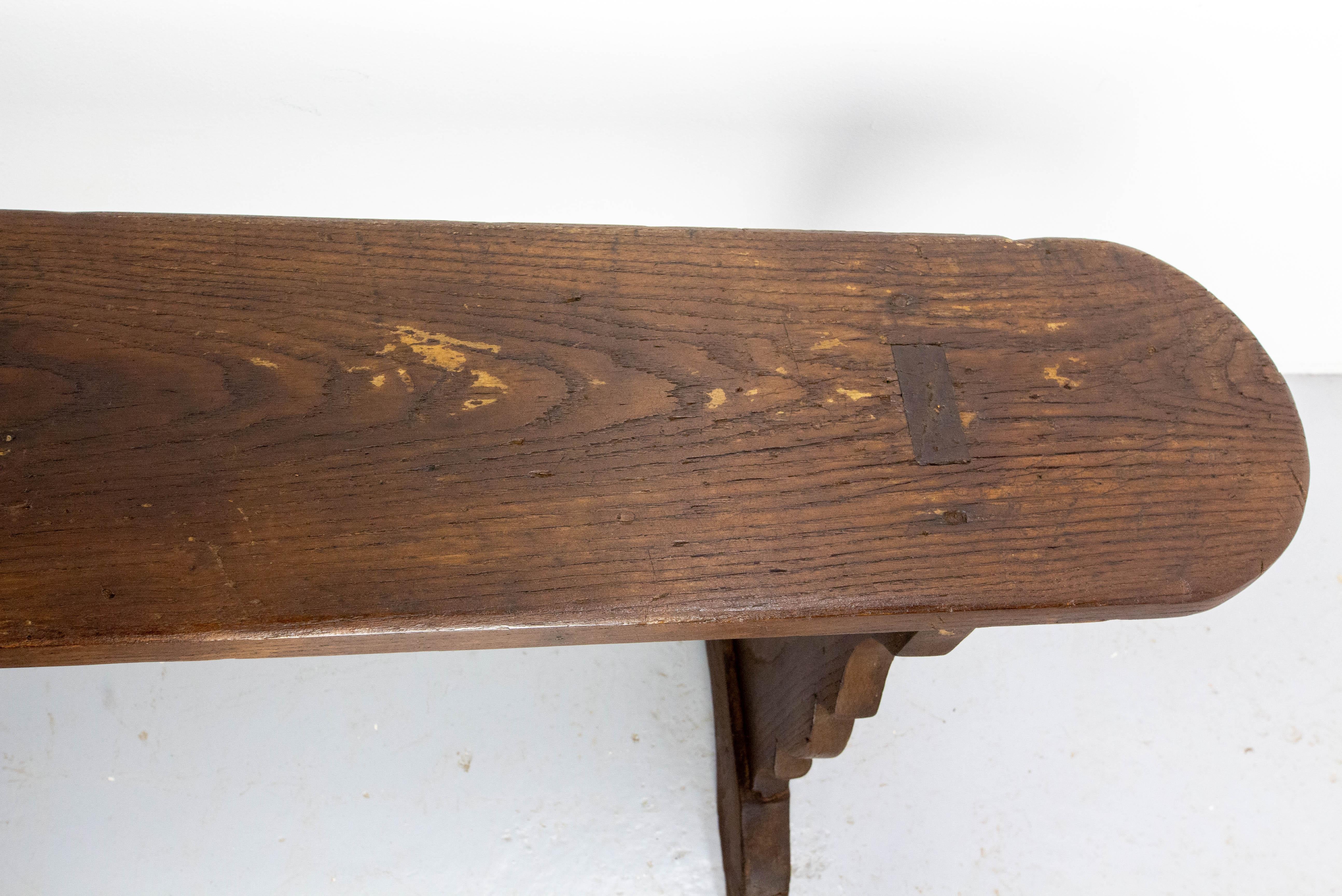 Pair of French Antique Benches Massive Chestnut, circa 1900 For Sale 5