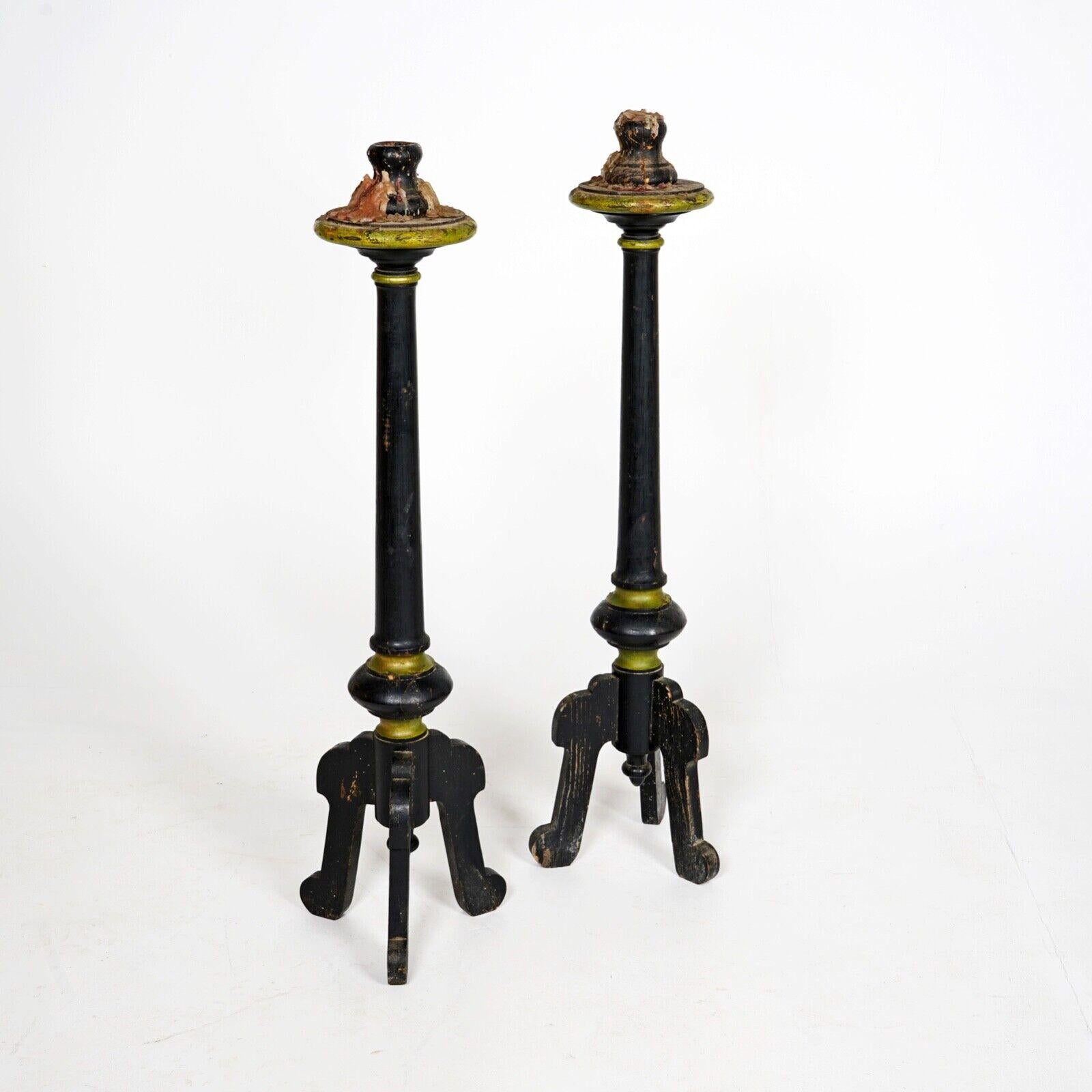 Baroque Pair of French Antique Candle Sticks