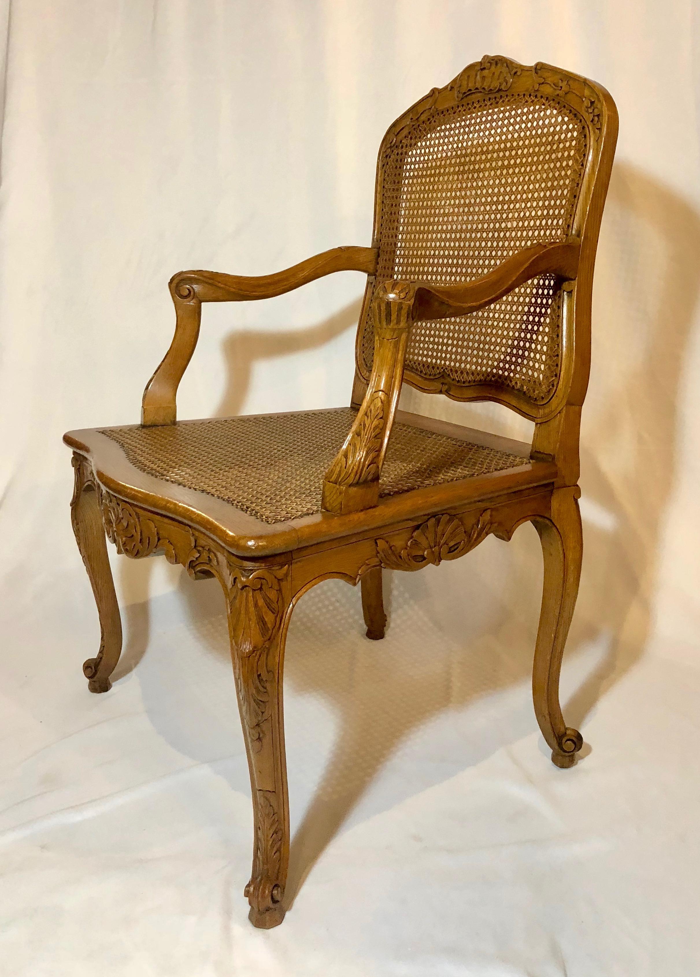 Pair of French Antique Carved Elm Armchairs, circa 1910-1920 In Good Condition For Sale In New Orleans, LA