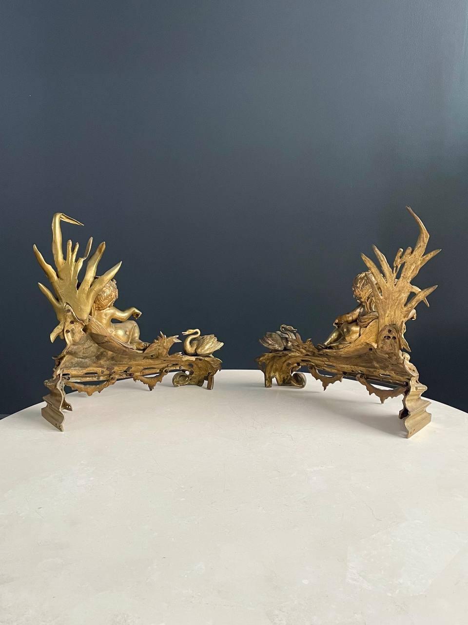 Coppia di androni francesi in ottone fuso in stile Belle Epoque in vendita 3