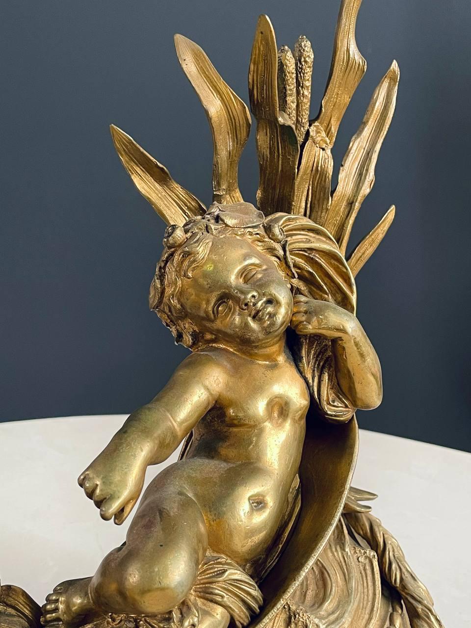 Inizio XX secolo Coppia di androni francesi in ottone fuso in stile Belle Epoque in vendita