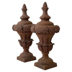 Pair of French Antique Cast Iron Finials