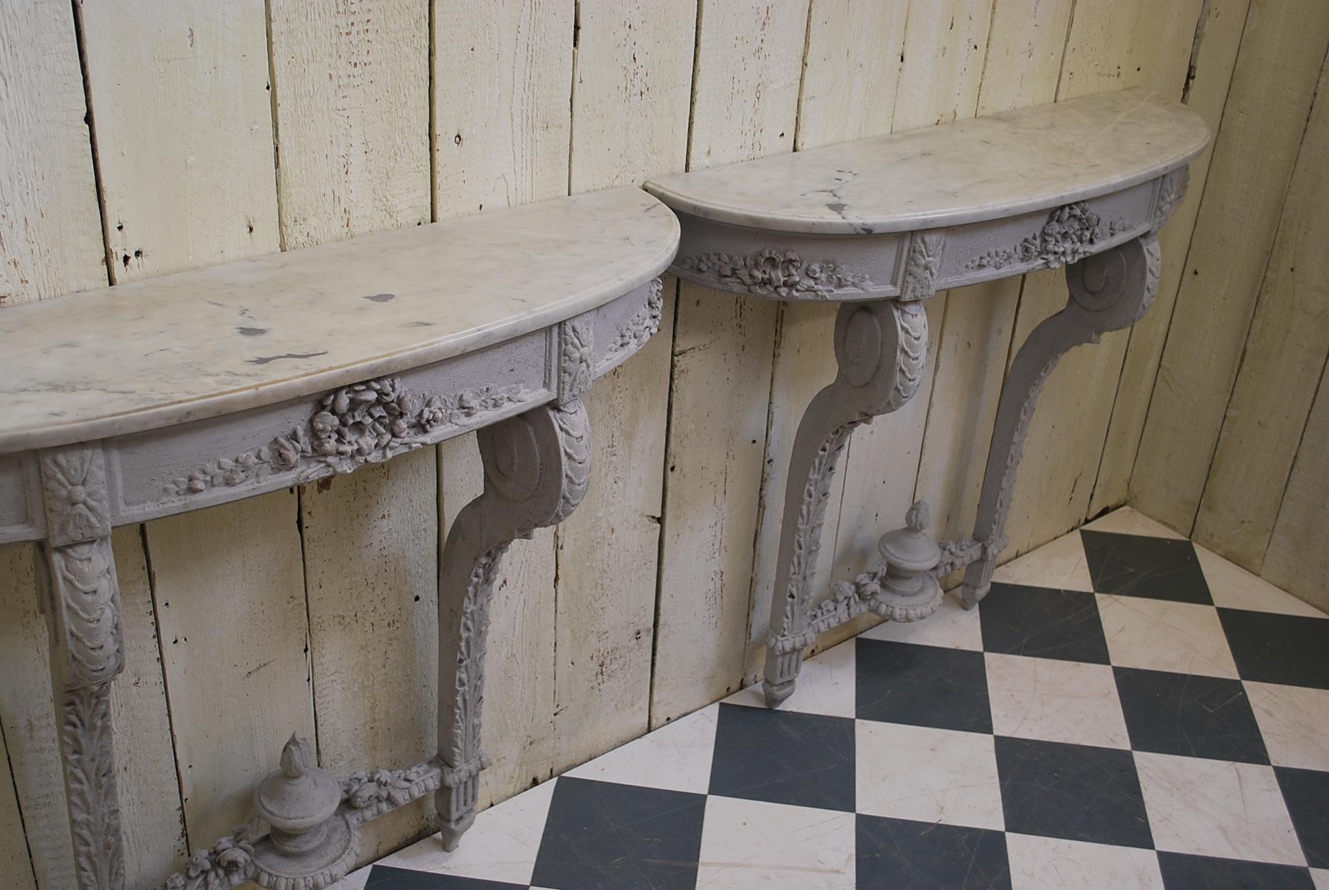 Neoclassical Pair of French Antique Console Tables or Pier Tables For Sale